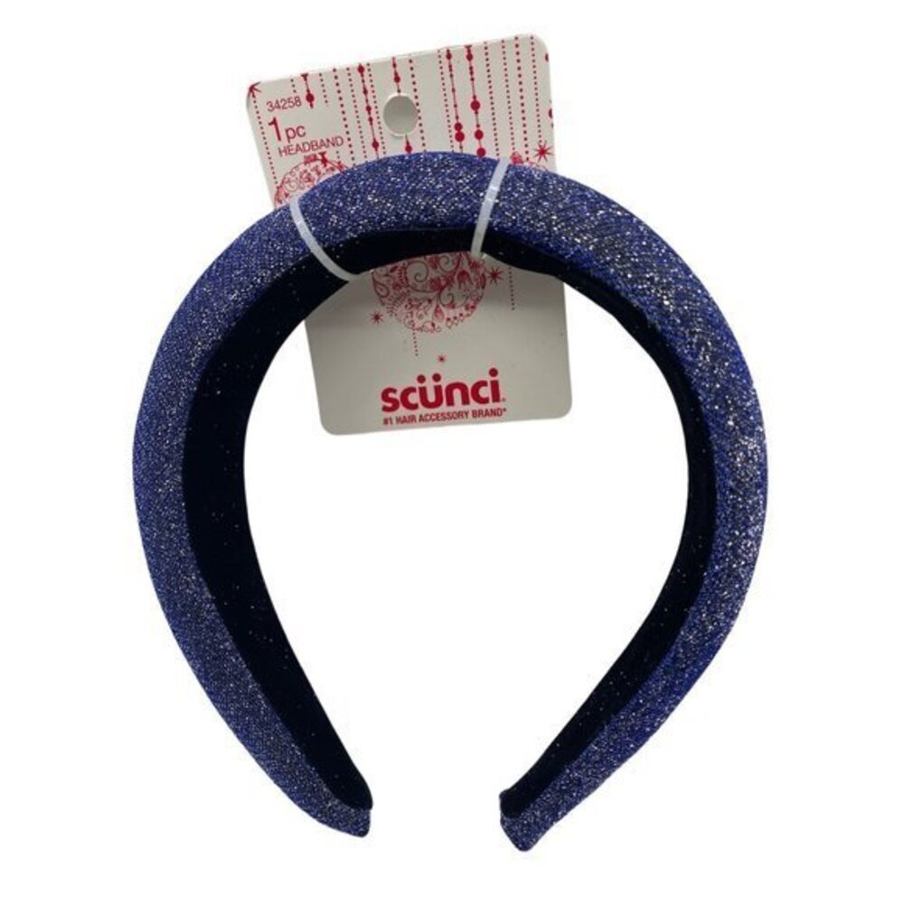 Scunci Headband Dark Blue Silver Sparkle Headband 1 Inch Wide New‎